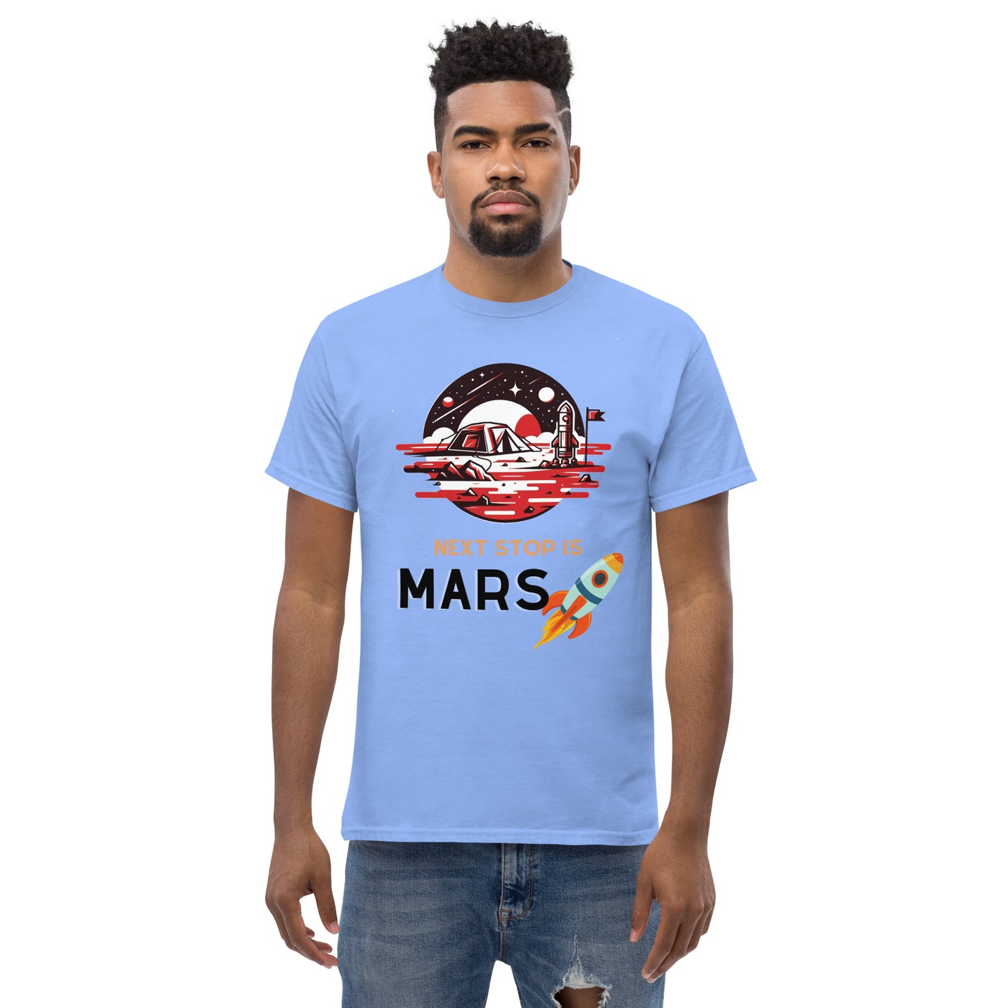 Classic Round Neck Printed To the Space T-shirt