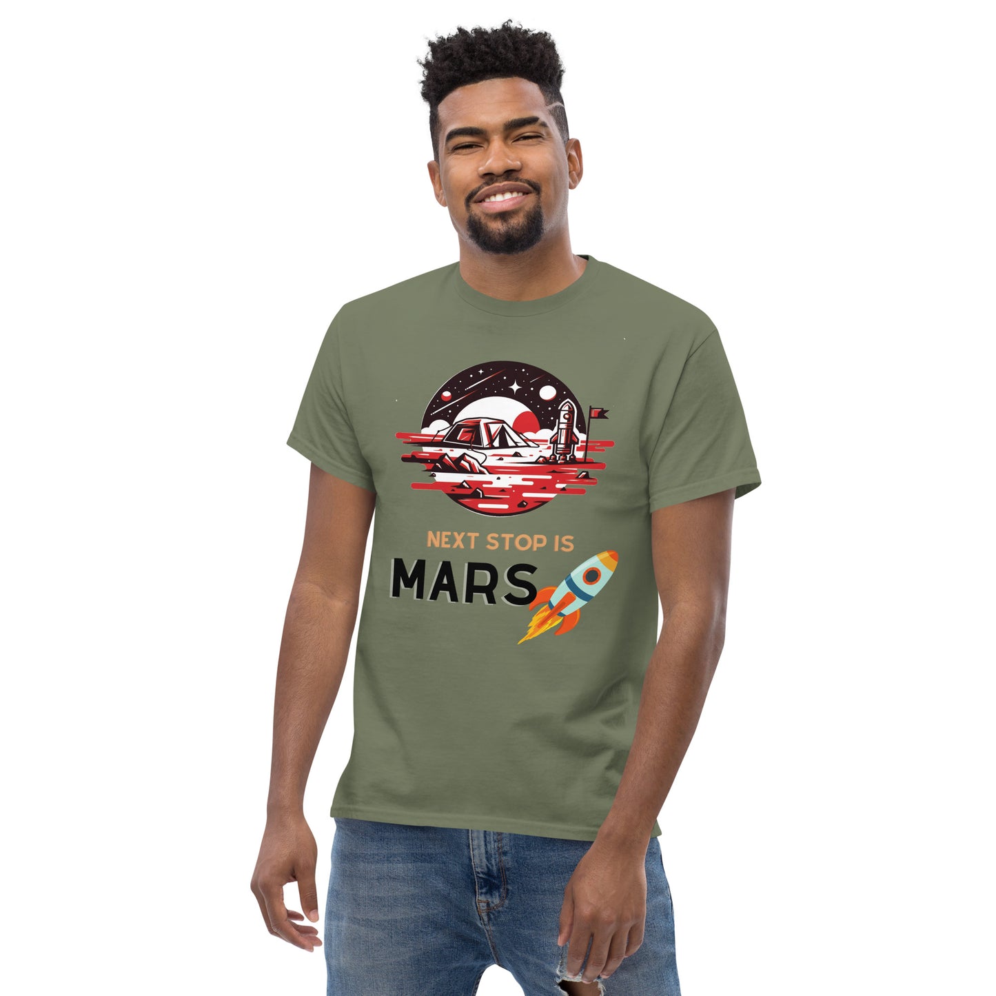 Classic Round Neck Printed To the Space T-shirt