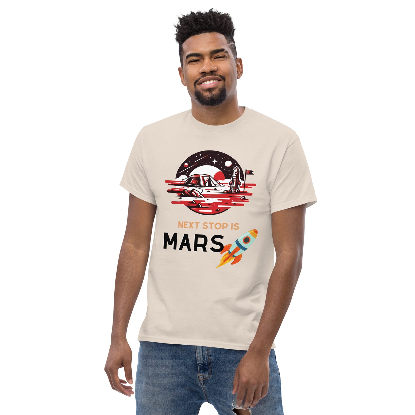 Classic Round Neck Printed To the Space T-shirt