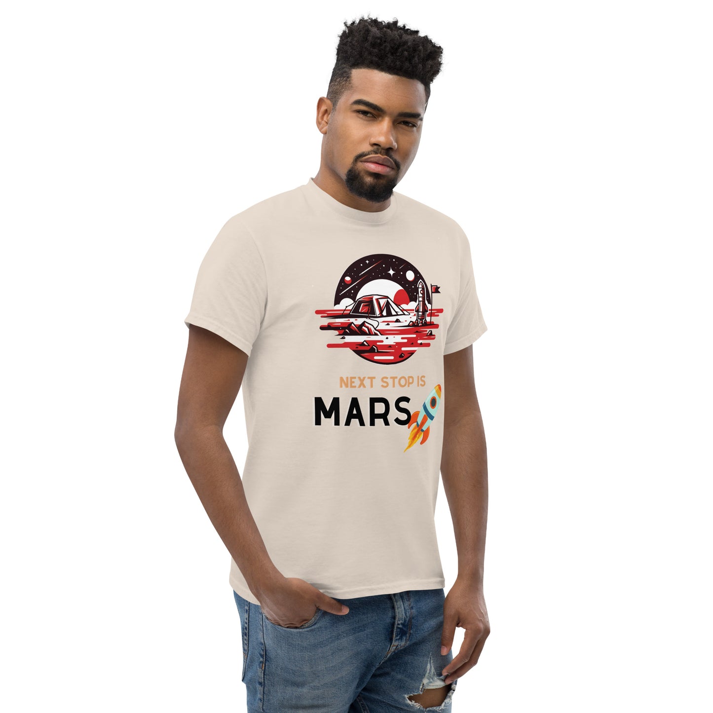 Classic Round Neck Printed To the Space T-shirt