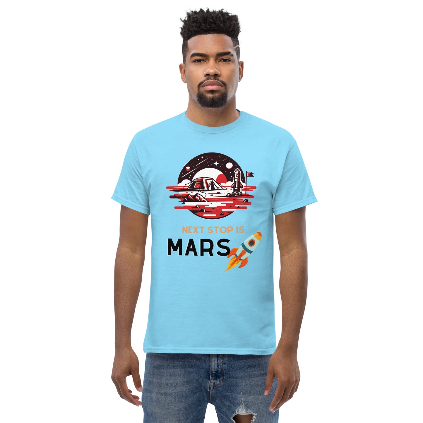 Classic Round Neck Printed To the Space T-shirt