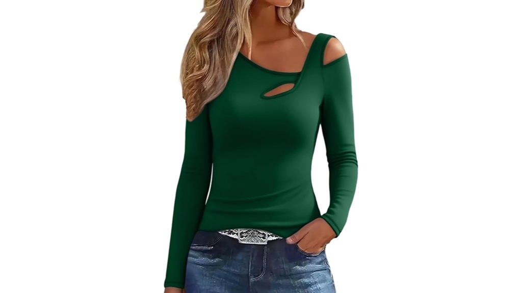 asymmetric neck cutout shirts