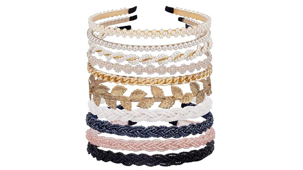 beaded pearl headbands pack