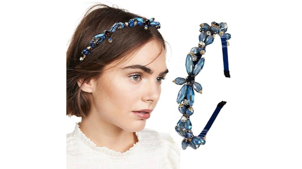 blue crystal rhinestone headband