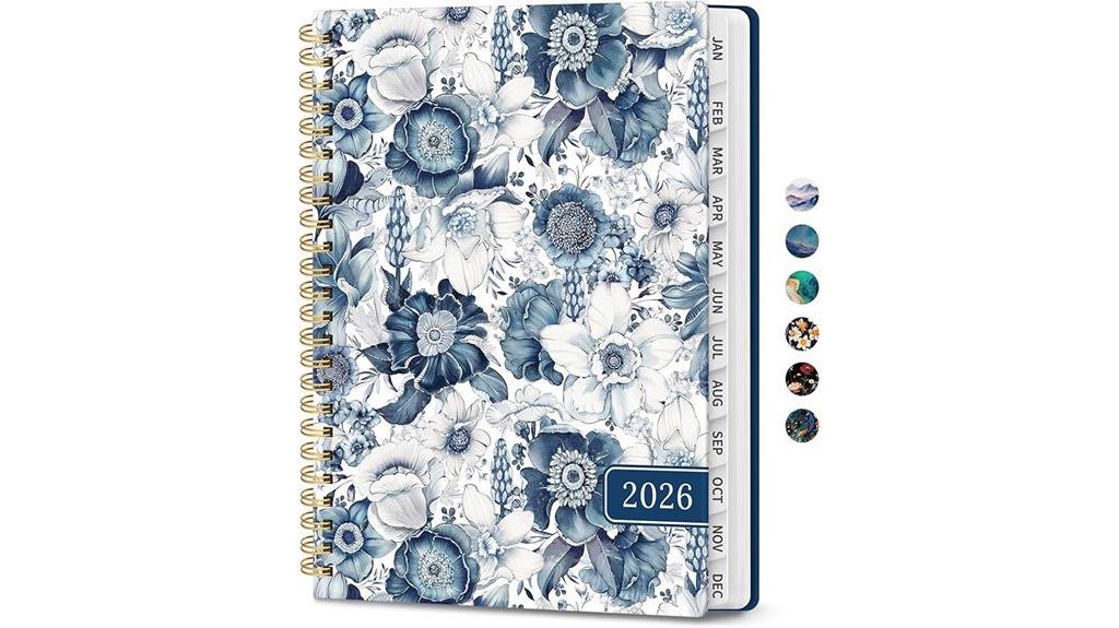 blue floral weekly planner