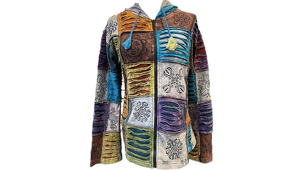 boho cotton patchwork hoodie