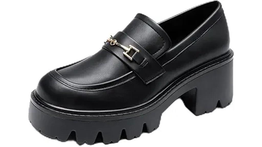 chunky heel slip on loafers