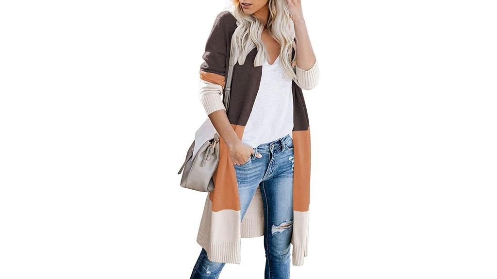 color block open cardigan