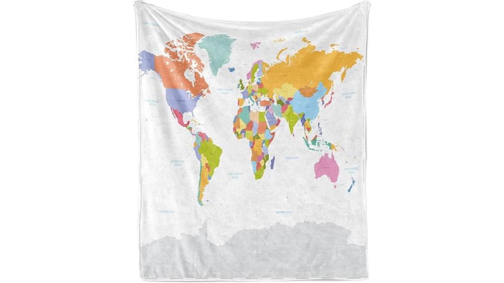colorful map fleece throw