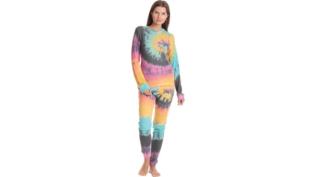 colorful two piece thermal pajamas
