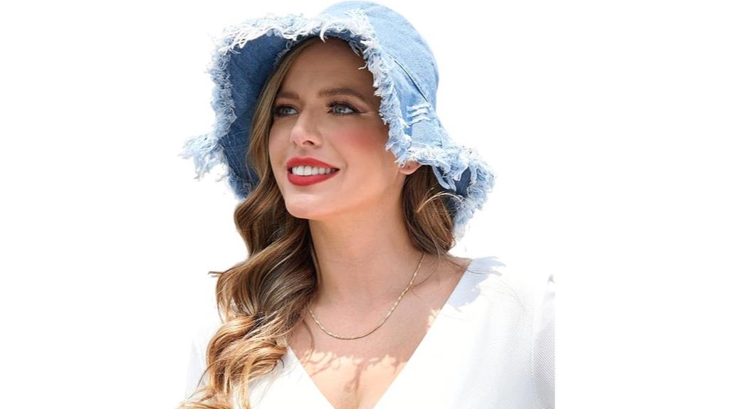 denim frayed summer hat
