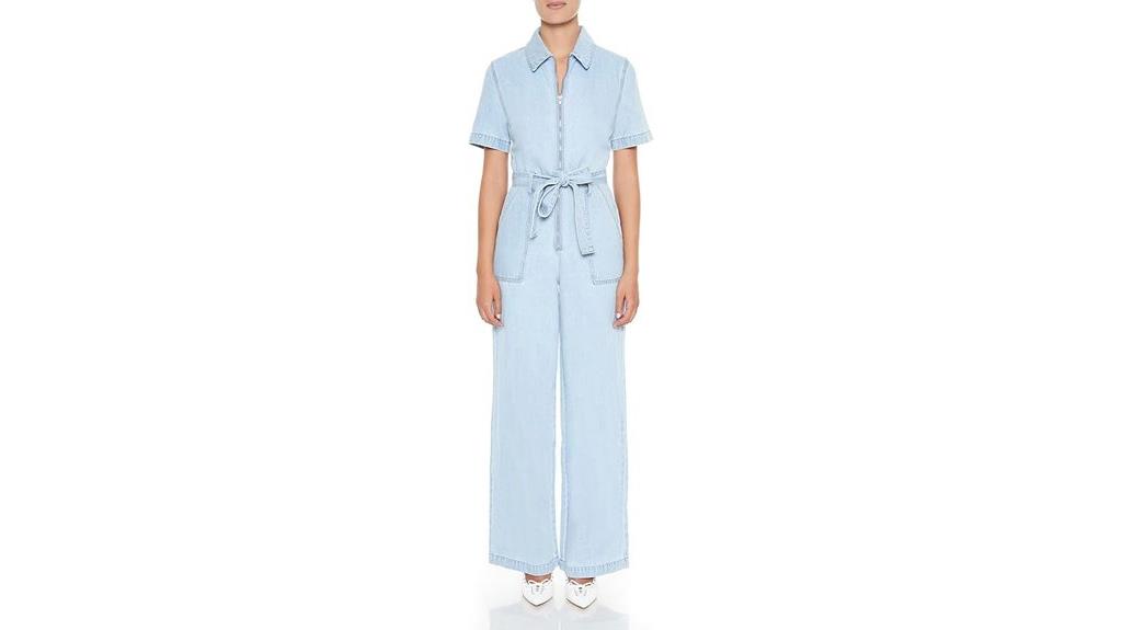 denim jumpsuit with tie