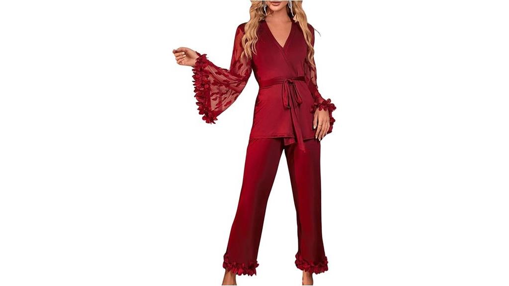 elegant feather trim pajamas