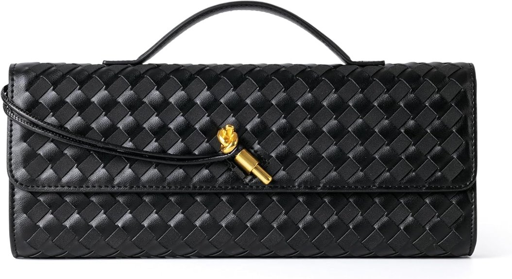 elegant woven leather clutch