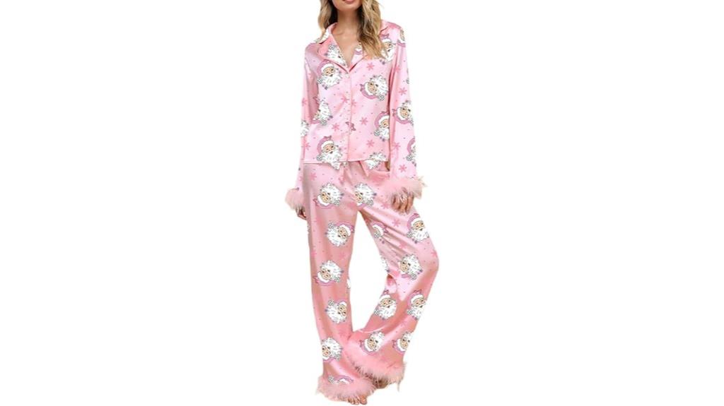 feather trim pajama set