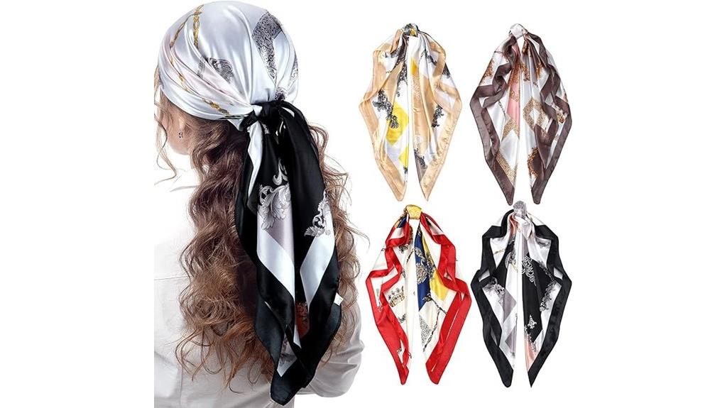 four piece satin headscarves