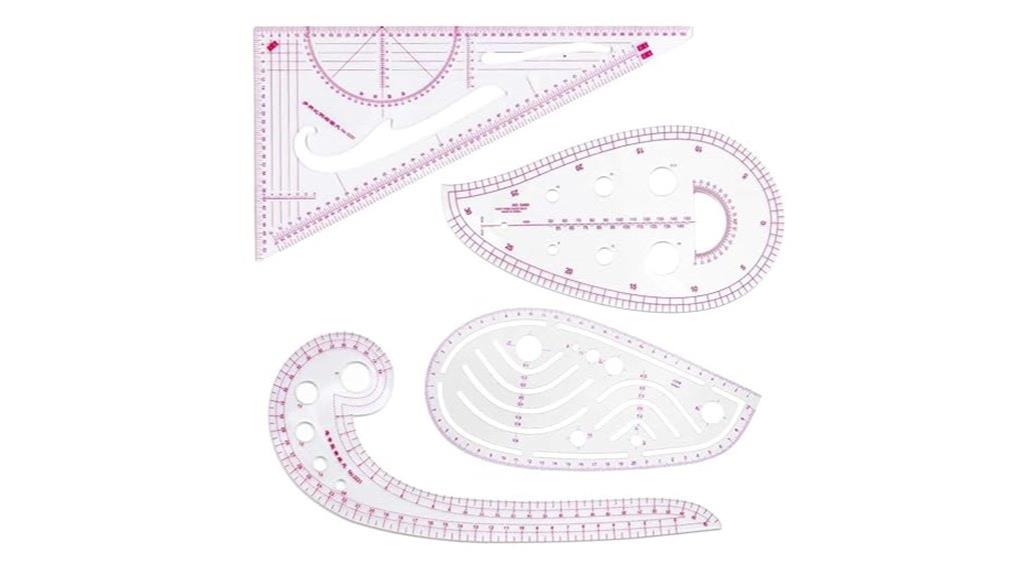 four piece sewing ruler set