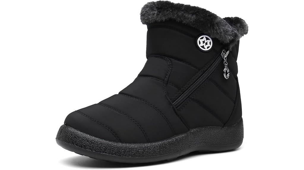 fur lined waterproof snow boots