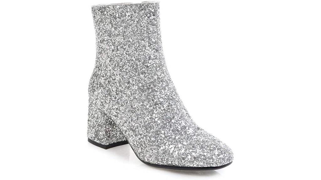 glitter zipper ankle boots