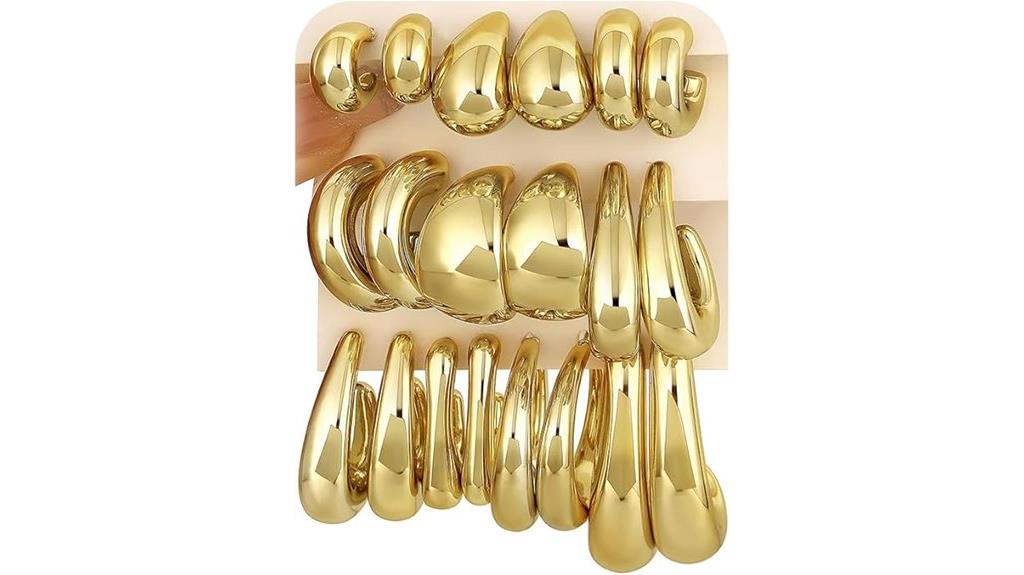 gold hoop earrings set