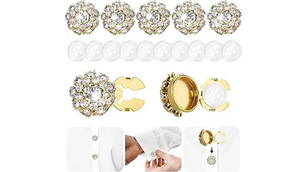 gold rhinestone button set