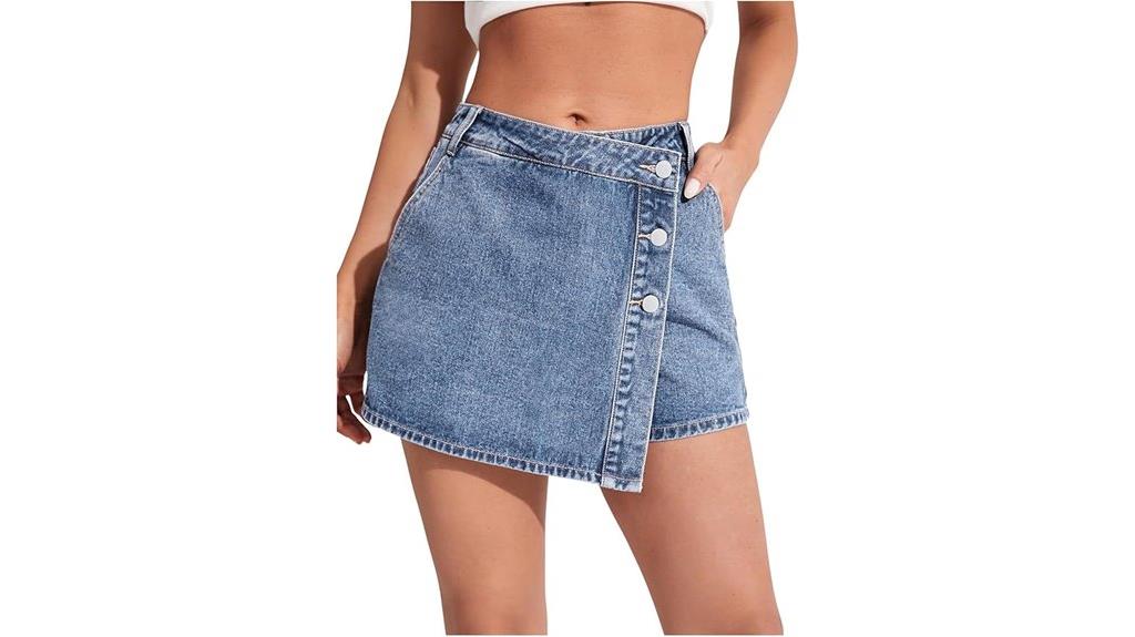 high waisted denim skort