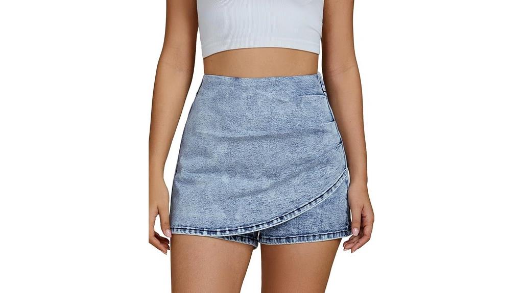high waisted women s jean skorts