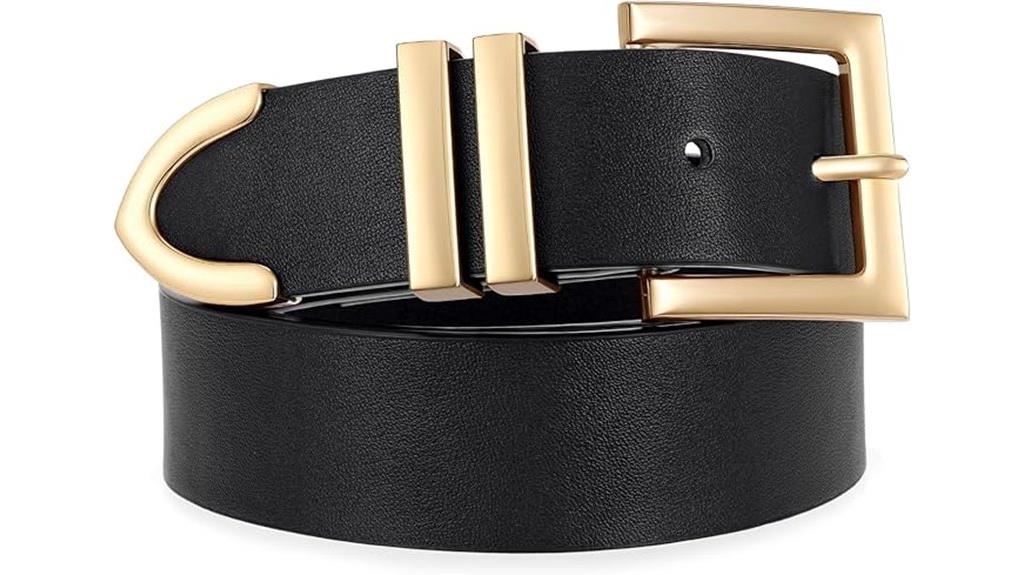 leather belt with gold buckle