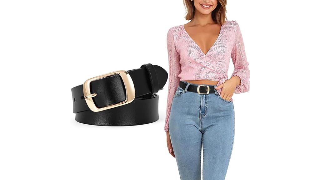 leather belt with gold buckle