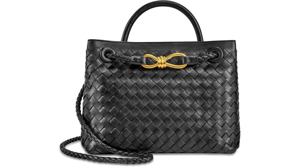 leather woven shoulder bag