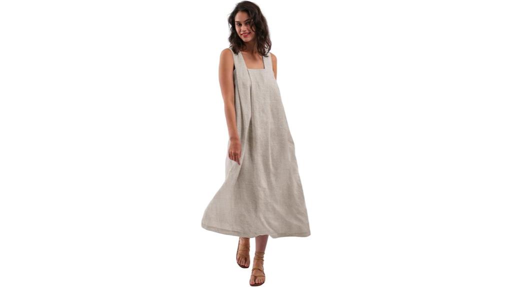 linen sleeveless midi dress