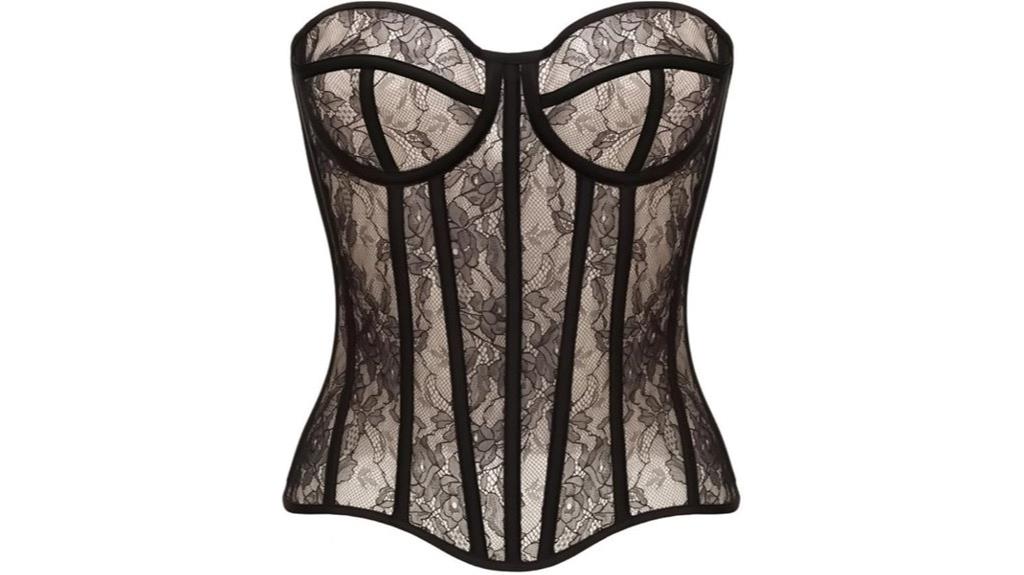 mesh lace up steel boned corset