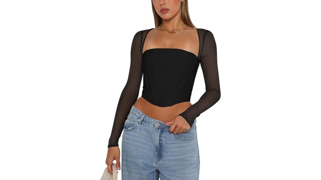 mesh long sleeve corset
