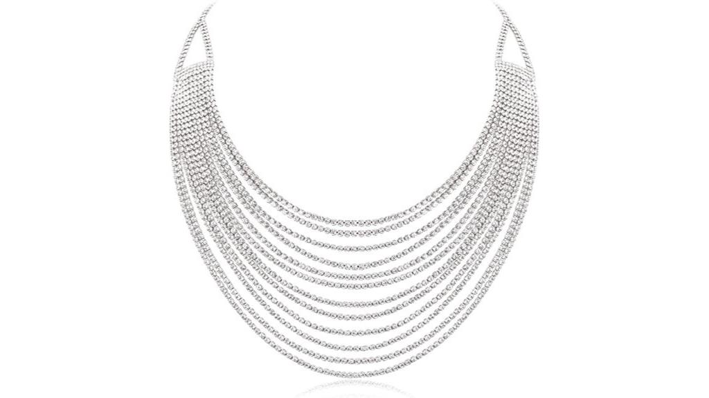 multi layered rhinestone necklace