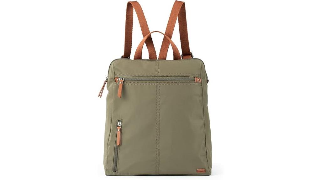 olive recycled nylon backpack