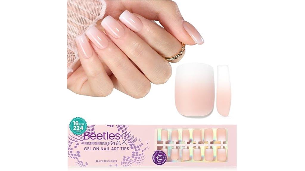 peach ombre short nails