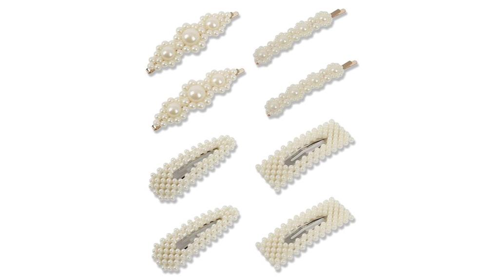 pearl hair clips set
