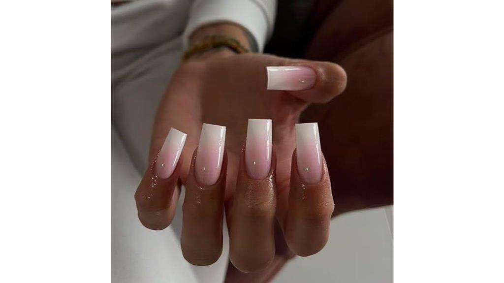 pink ombre fake nails
