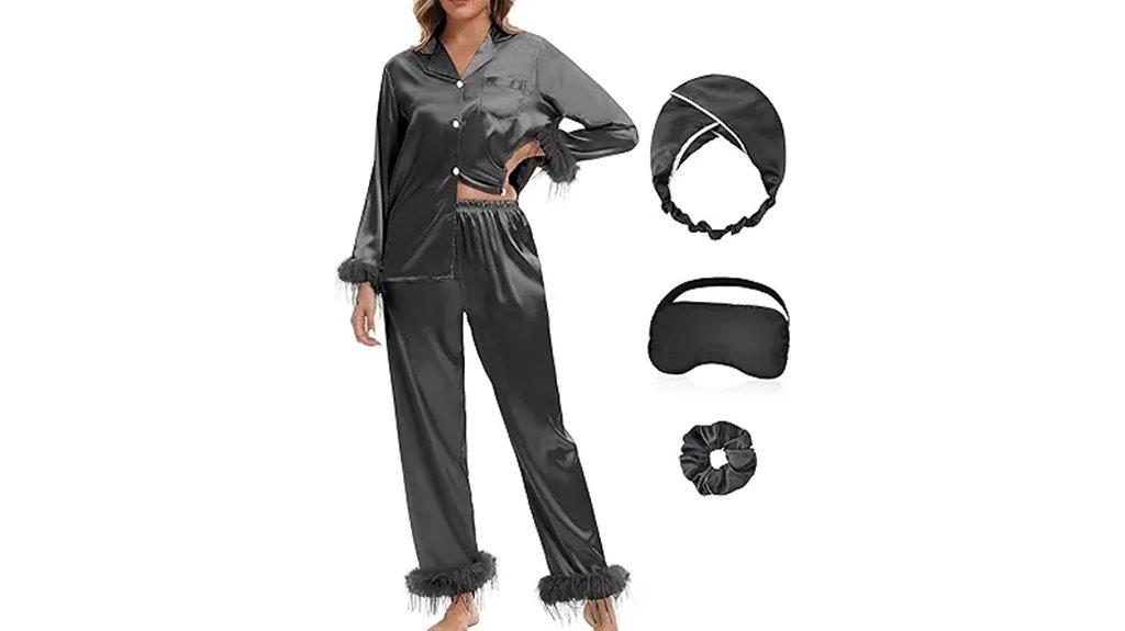 satin pajama set with accessories