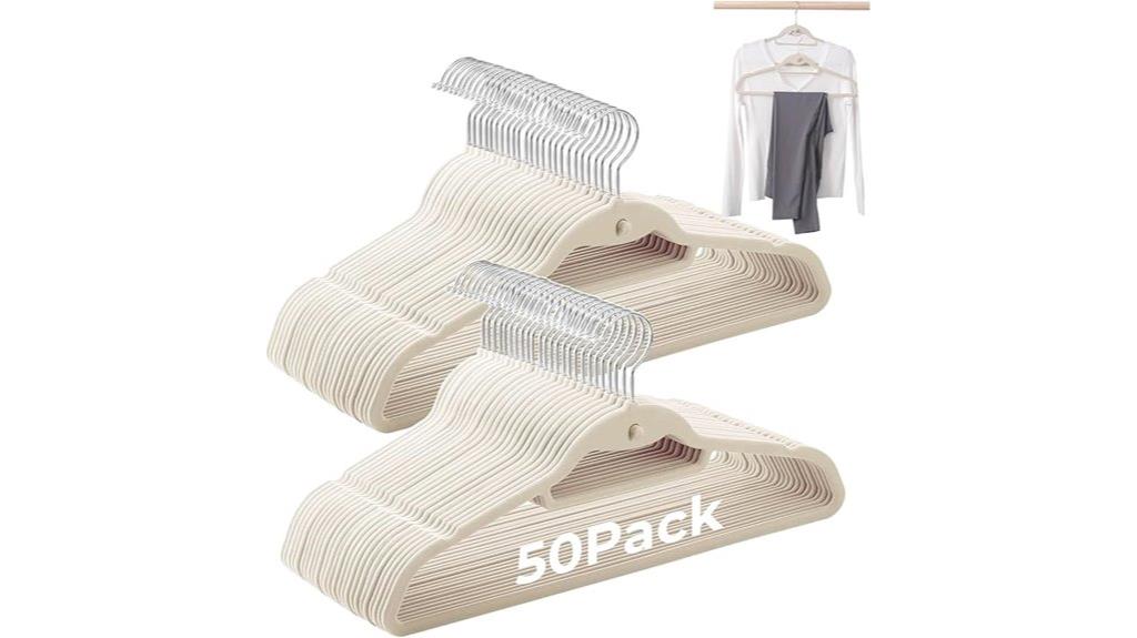 set of 50 ivory velvet hangers