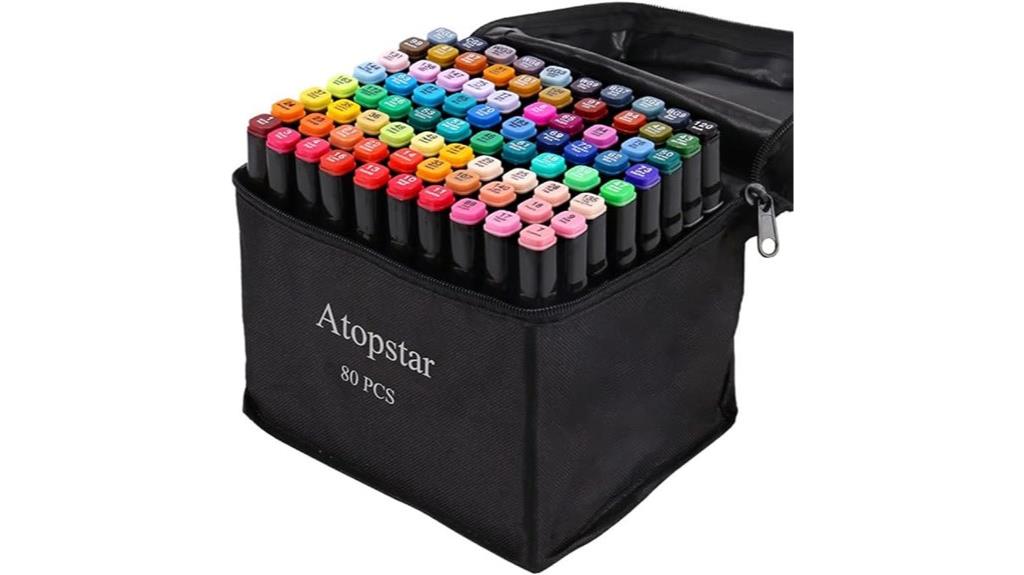 set of 80 vibrant alcohol based markers
