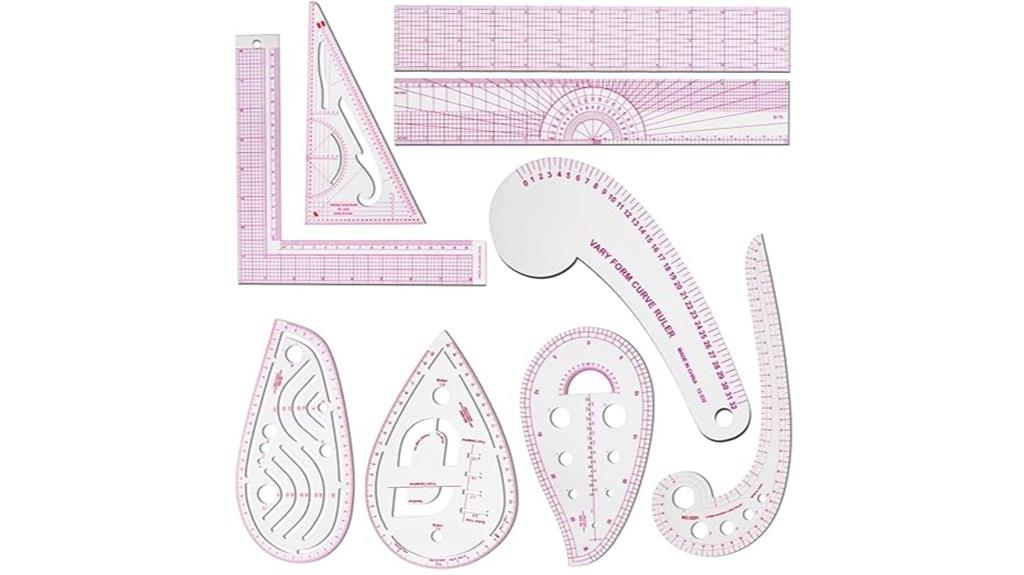 set of nine clear rulers