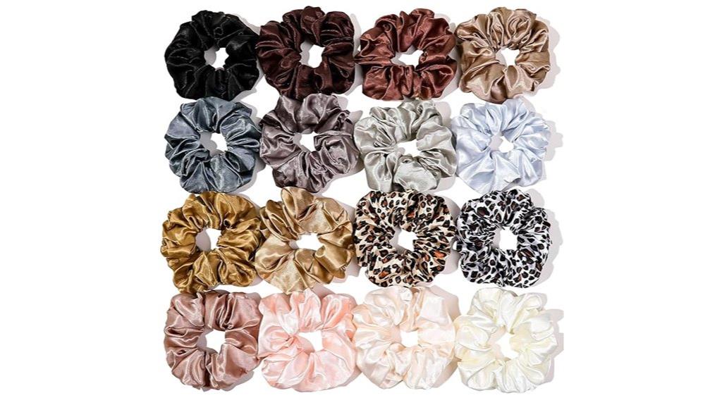 set of sixteen satin scrunchies