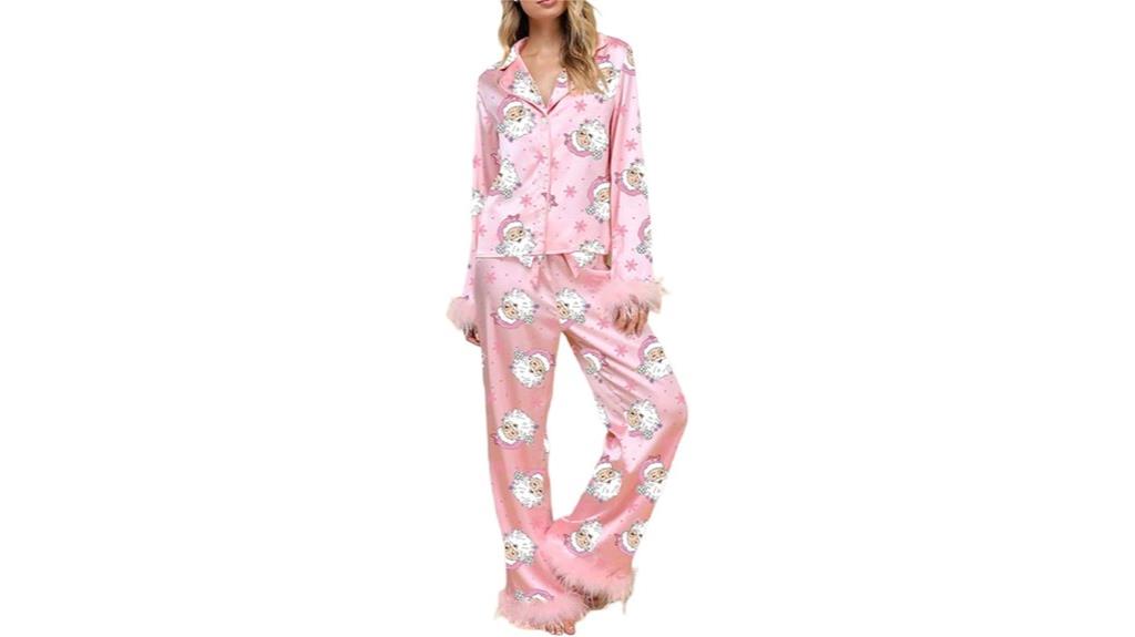 silky christmas pajama set