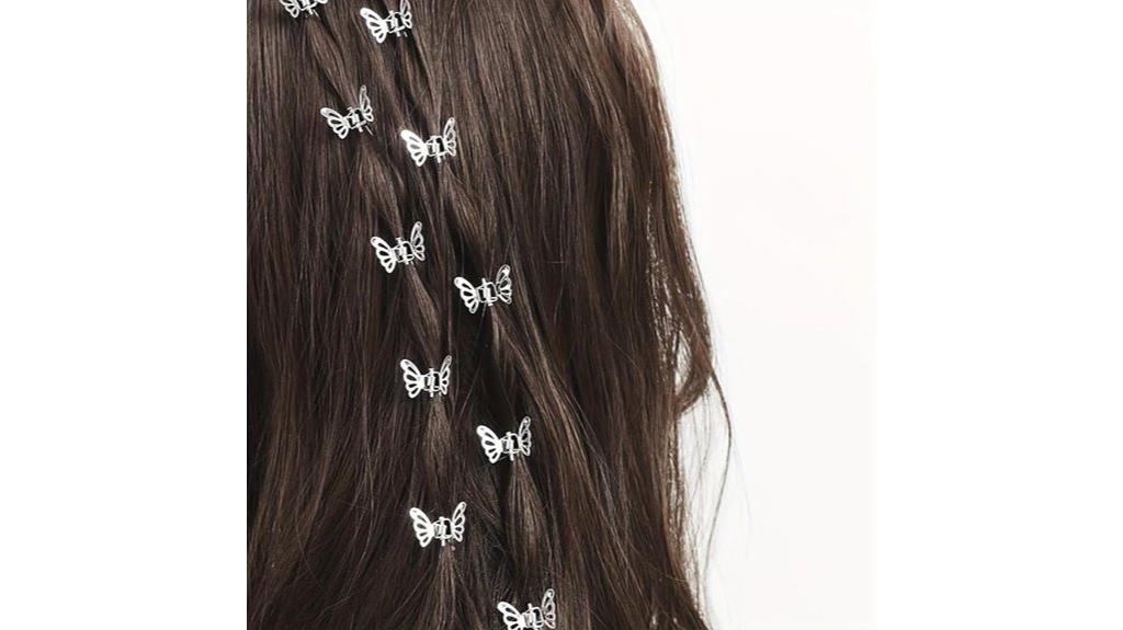 silver butterfly hair clips