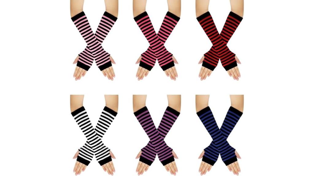 six pair fingerless gloves