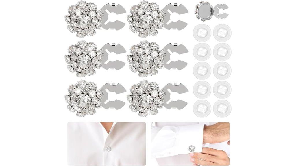 six rhinestone button covers