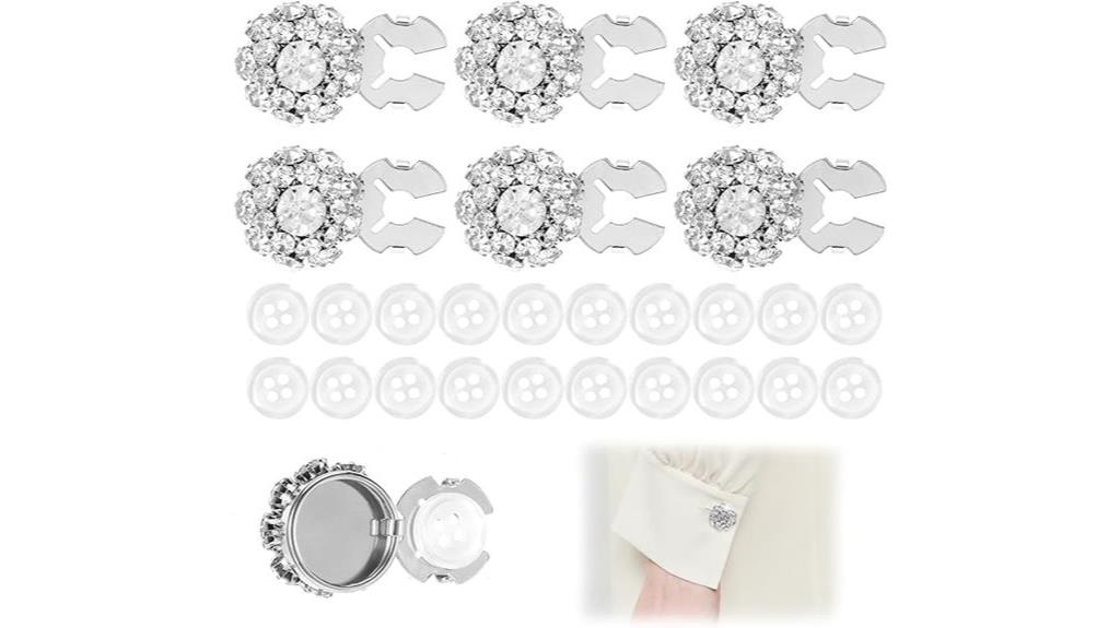 six silver button covers