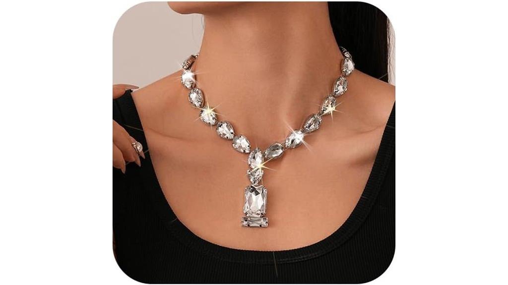 sparkling rhinestone y necklace