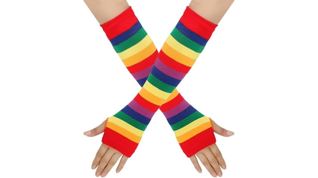 striped fingerless hand warmers